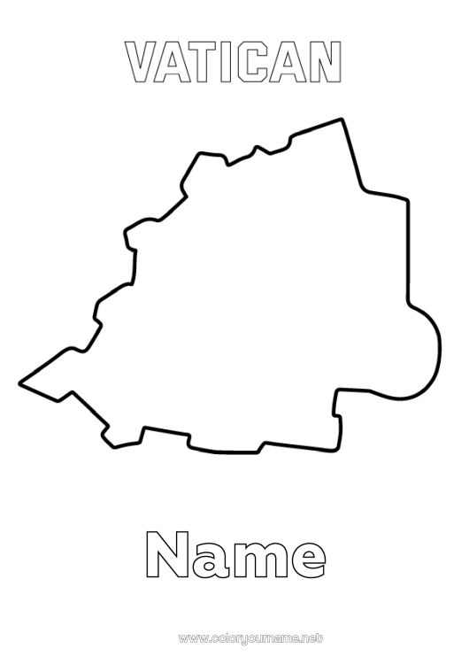 Coloring page to print Geography Country Country map Vatican