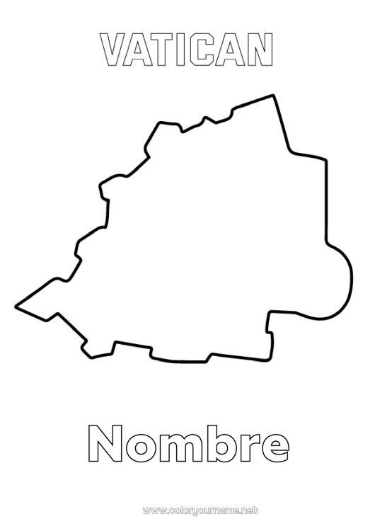Dibujo para colorear para imprimir Geografía País Mapa del pais Vaticano