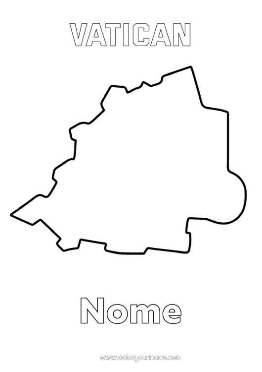 Página de desenho para imprimir Geografia País Mapa dos países Vaticano