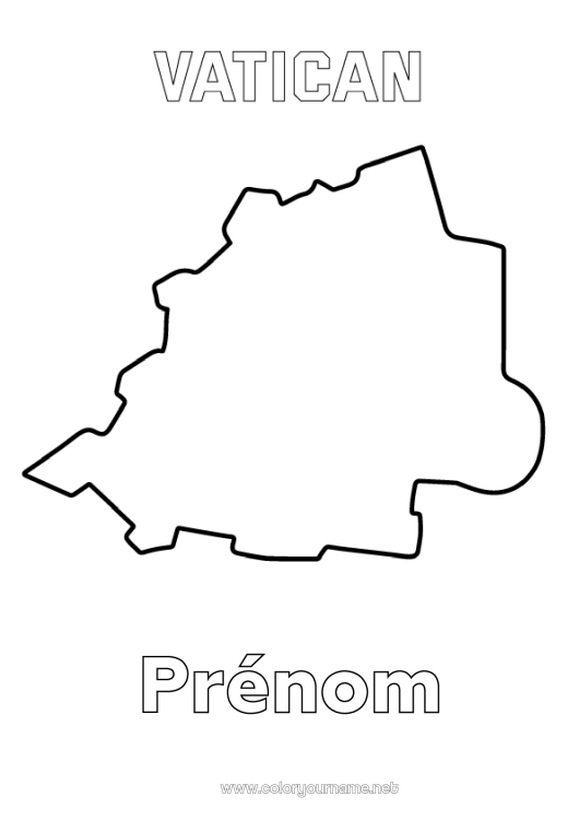 Coloriage à imprimer Géographie Pays Carte des pays Vatican