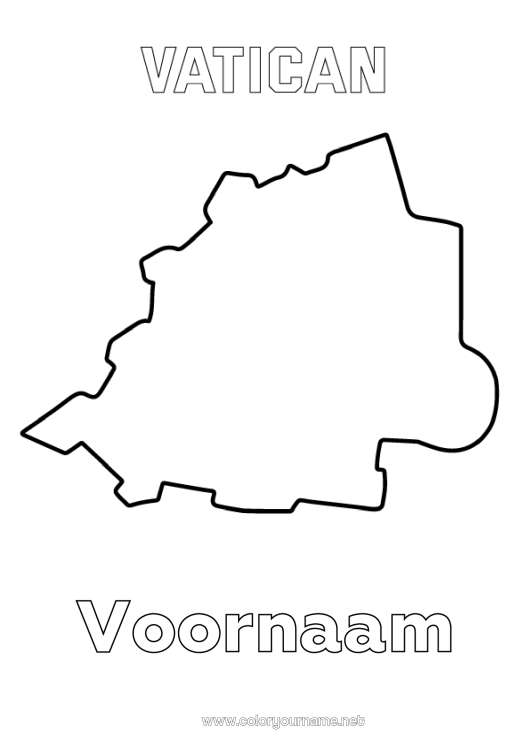 Kleurplaat om af te drukken Geografie Land Wereldkaart Vaticaan
