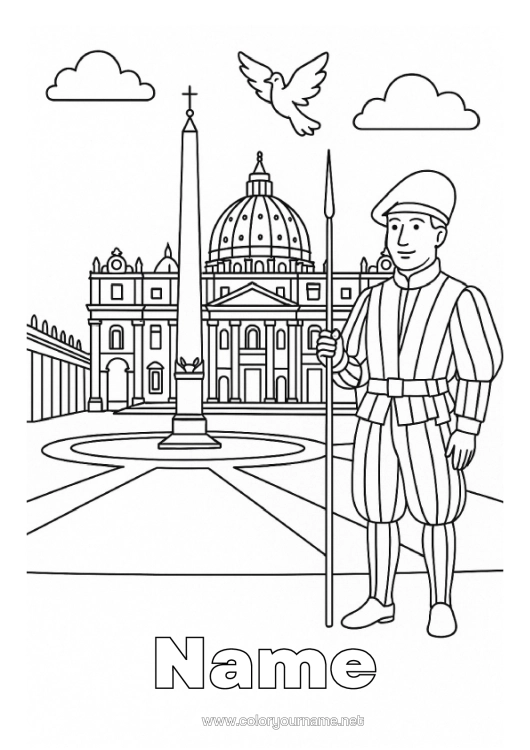 Colouring page to print Country City Of The World Vatican
