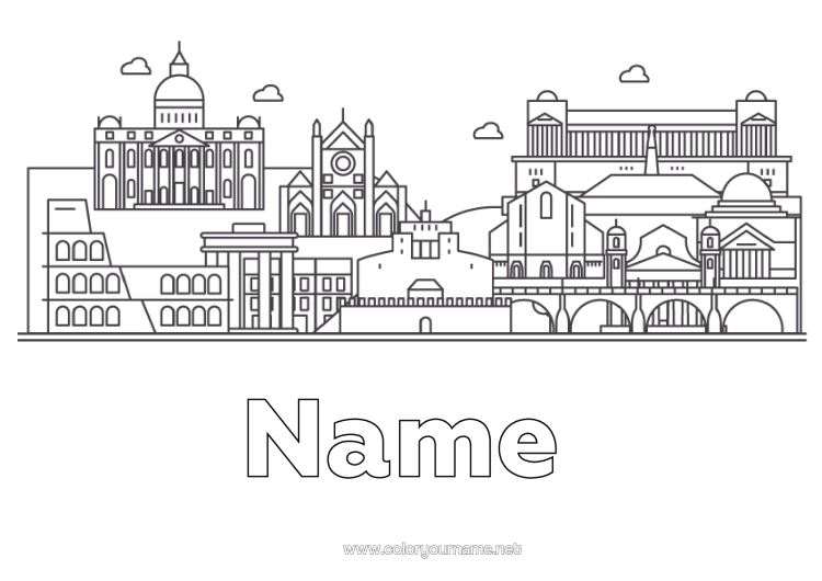 Colouring page to print Geography Italy Rome Monument City Of The World Vatican