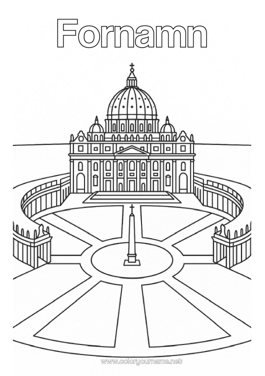 Färgläggningssida att skriva ut Italien Monument Världens stad Vatikanen