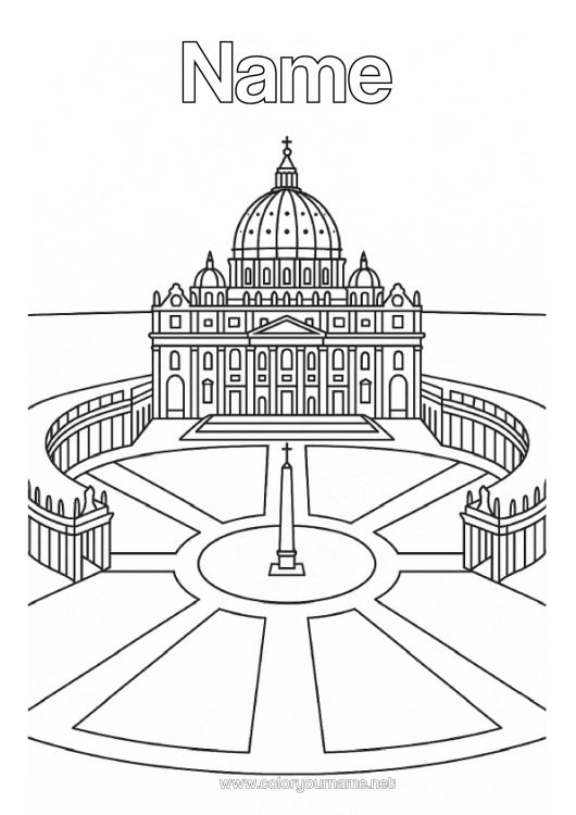 Colouring page to print Italy Monument City Of The World Vatican