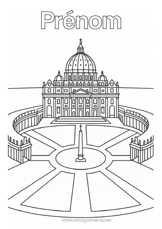 Coloriage à imprimer Italie Monument Ville du monde Vatican