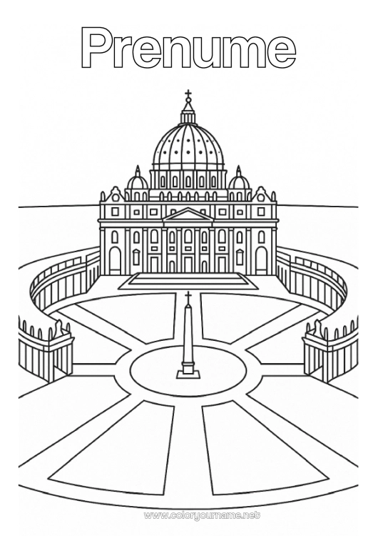 Pagină de colorat de imprimat Italia Monument Orașul lumii Vatican