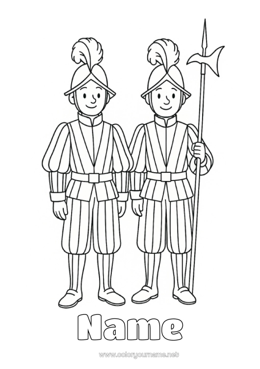 Coloring page to print Vatican Guard