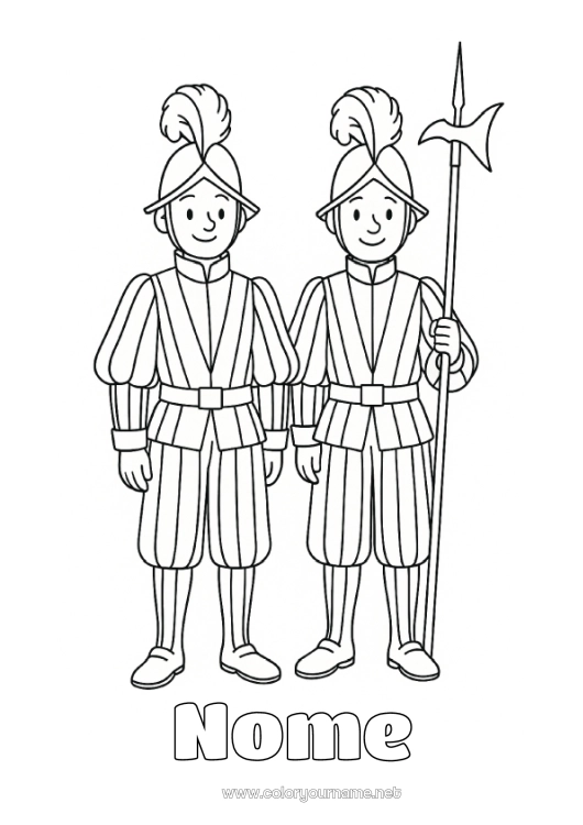 Pagina da colorare da stampare Vaticano Guardia
