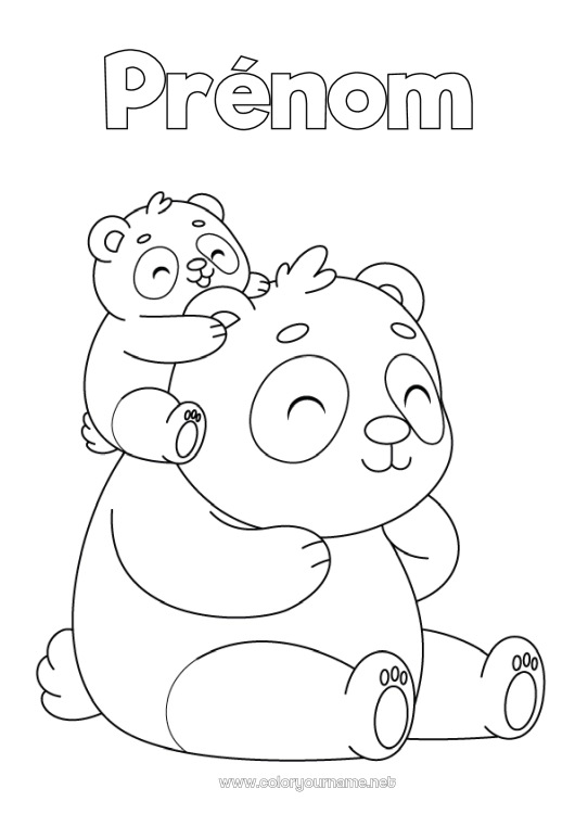 Coloriage à imprimer Animal Panda Autres animaux du monde Famille d'animaux Bébé animal