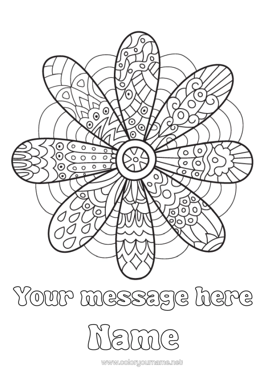 Colouring page to print Flowers Daisy Zentangle