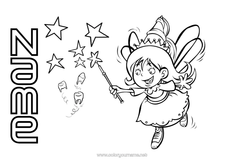 Colouring page to print Milk Tooth Little Mouse Tooth Fairy