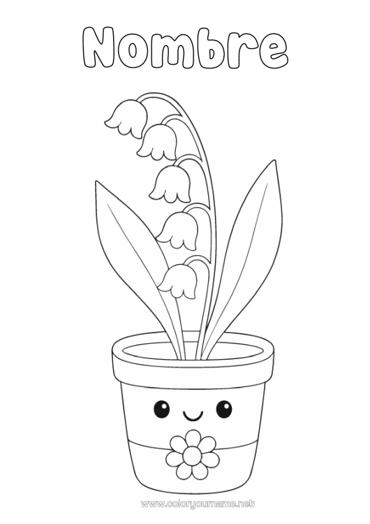 Dibujo para colorear para imprimir Lirio de los valles Dibujos fáciles para colorear 1 de mayo