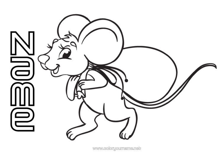 Colouring page to print Milk Tooth Little Mouse Tooth Fairy