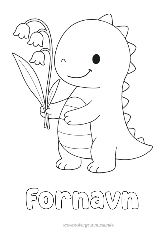 Fargeleggingssiden til utskrift Dinosaurer Dyr Liljekonvall Enkle fargelegginger 1. mai