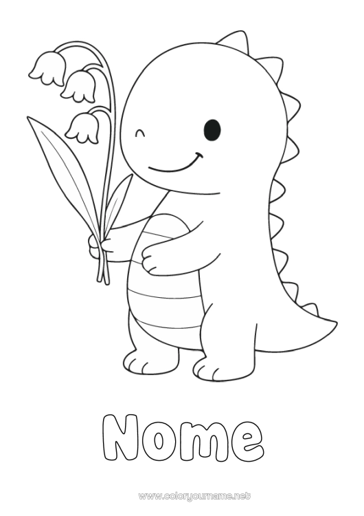 Página de desenho para imprimir Dinossauros Animal Lírio do vale Desenhos para colorir fáceis 1º de maio