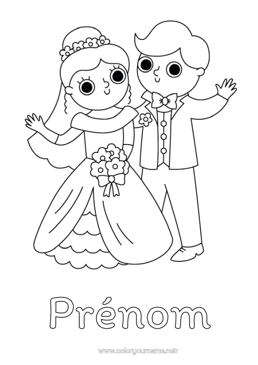 Coloriage à imprimer Bouquet Mariage Mariée