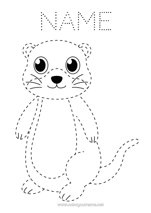 Colouring page to print Animal Easy Colouring Pages Trace And Colour. Marine Or Aquatic Animals Otter