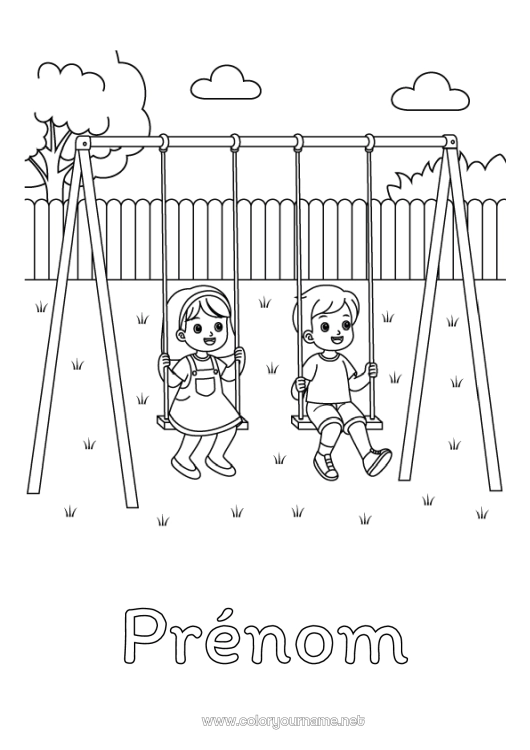 Coloriage à imprimer Enfant Jeux et jouets Balançoire Jeux de plein air Parc de jeux