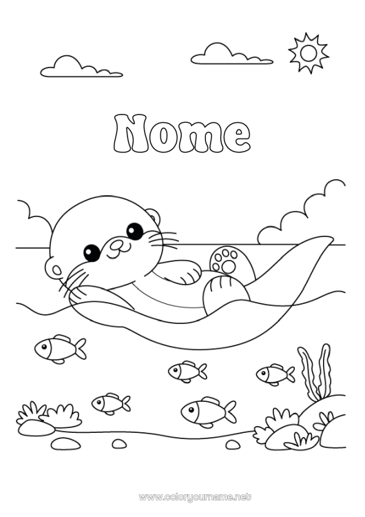 Página de desenho para imprimir Animal Peixe Animais marinhos ou aquáticos Lontra