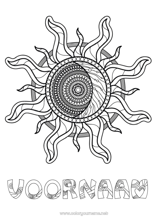 Kleurplaat om af te drukken Mandala Zon Zentangle