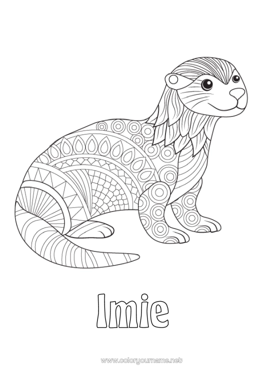 Kolorowanka do wydruku Zwierzę Zentangle Zwierzęta morskie lub wodne Wydra