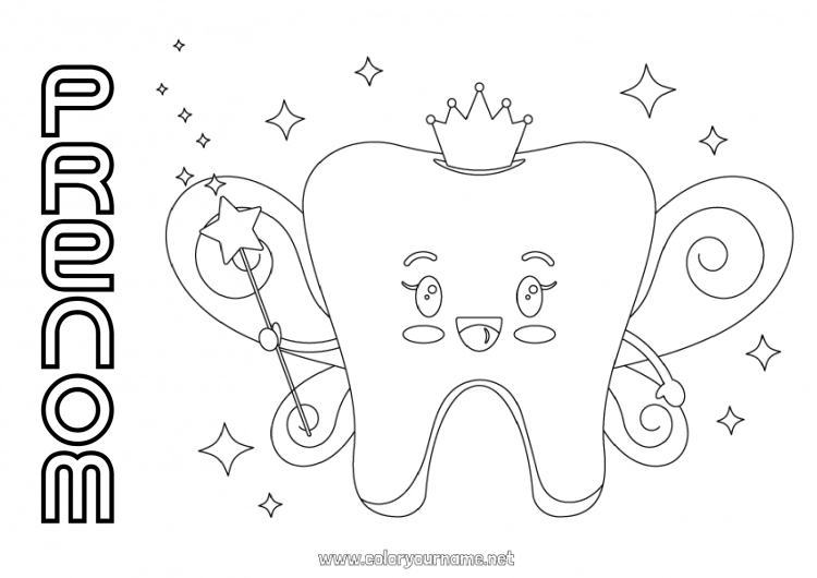 Coloriage à imprimer Dent de lait Petite Souris Fée des dents