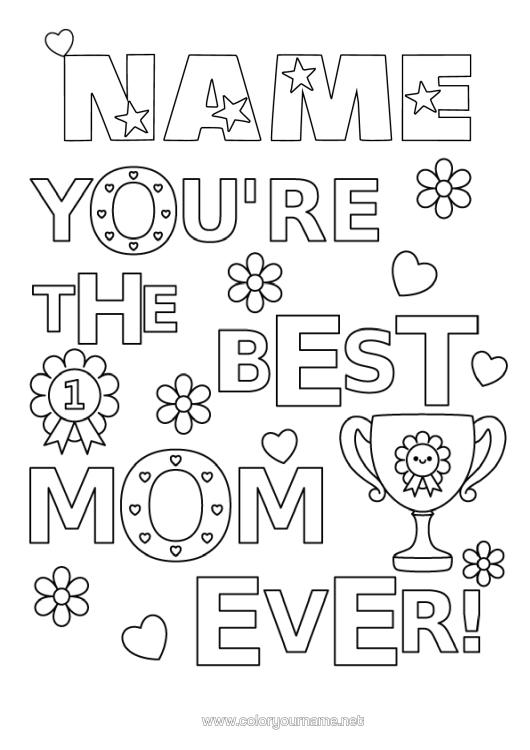 Colouring page to print Mum Best