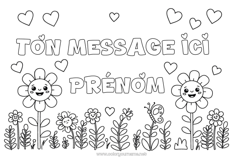 Coloriage à imprimer Fleurs Coeur Printemps