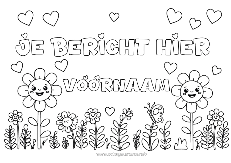 Kleurplaat om af te drukken Bloemen Hart Lente