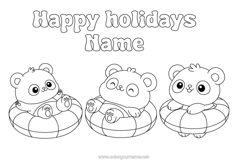 Coloring page to print Panda Other animals of the world Buoy