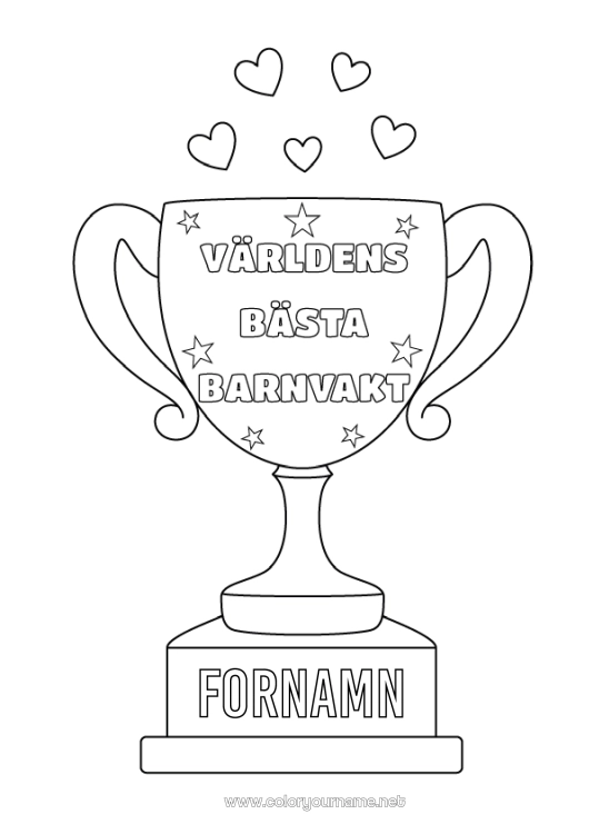 Färgläggningssida att skriva ut Kopp, trofé, medalj Barnvakt Bästa Tävlingar och utmärkelser