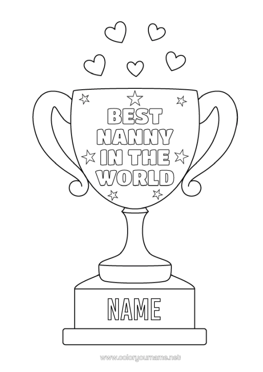 Colouring page to print Cup, Trophy, Medal Nanny Best Competitions And Awards