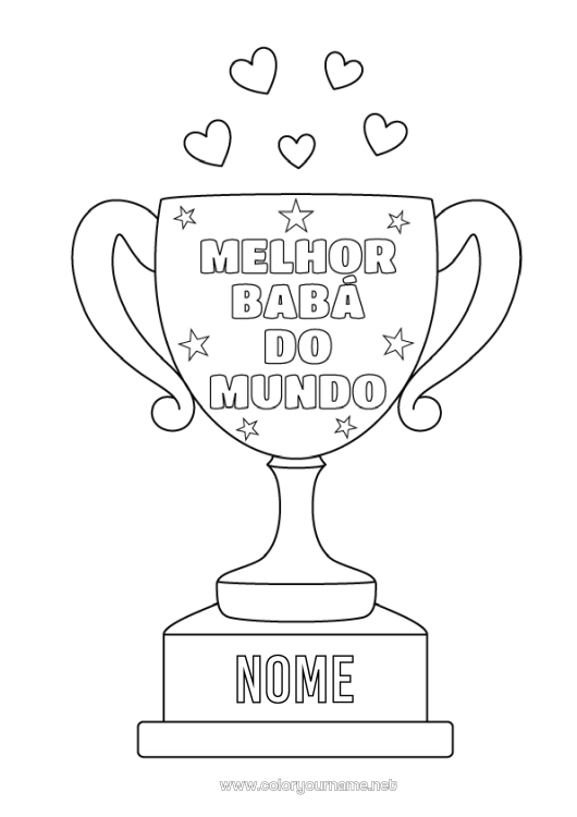 Página de desenho para imprimir Copa, troféu, medalha Babá Melhor Competições e Prêmios