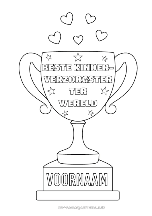 Kleurplaat om af te drukken Beker, trofee, medaille Oppas Beste Wedstrijden en beloningen