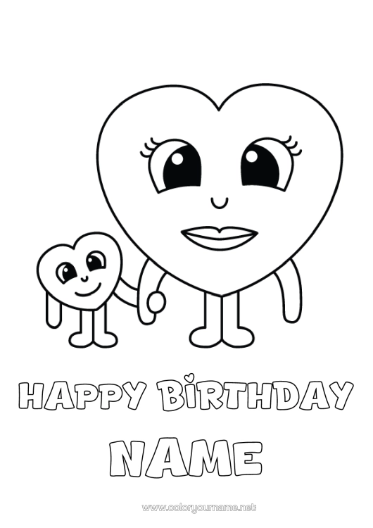 Colouring page to print Heart Mum I Love You. Nanny Easy Colouring Pages Family