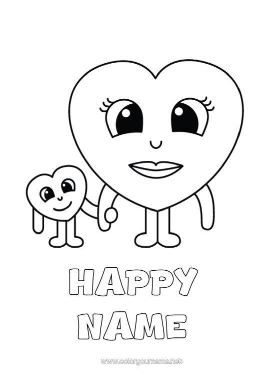 Coloring page to print Heart Mum I love you Nanny Easy coloring pages Family