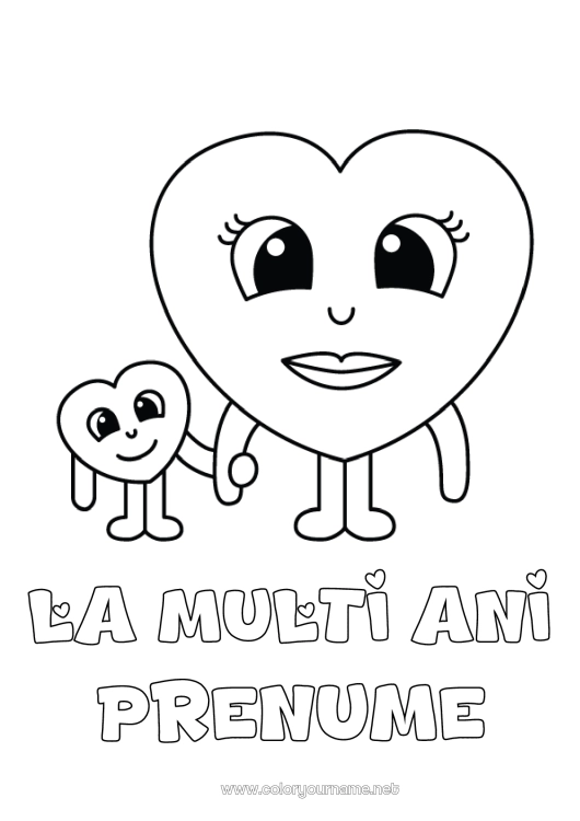 Pagină de colorat de imprimat Inimă Mama Te iubesc. Bunica Desene de colorat ușoare Familie