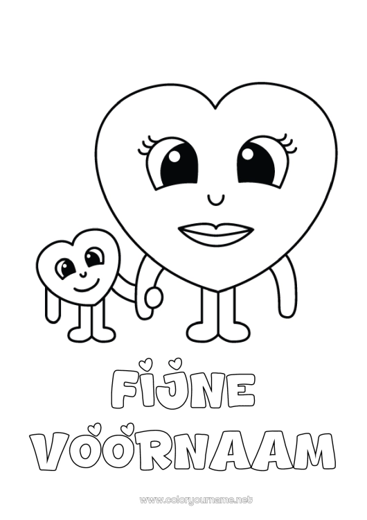 Kleurplaat om af te drukken Hart Mama Ik hou van jou Oppas Eenvoudige kleurplaten Familie