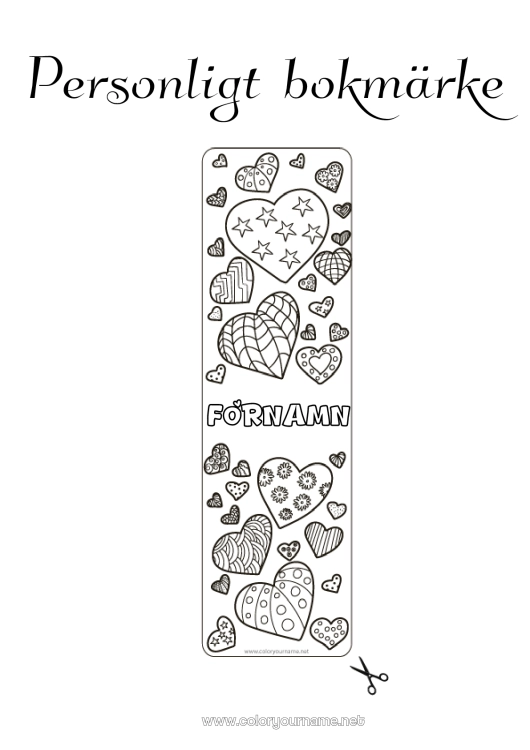 Färgläggningssida att skriva ut Hjärta Bokmärke Zentangle