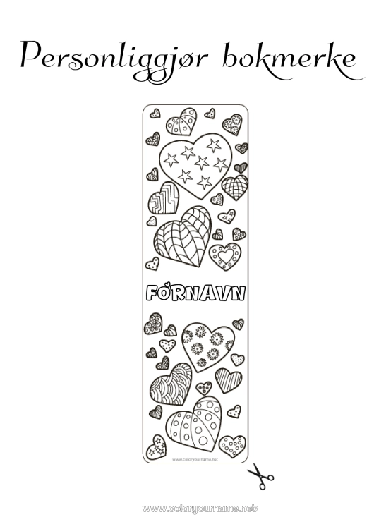 Fargeleggingssiden til utskrift Hjerte Bokmerke Zentangle