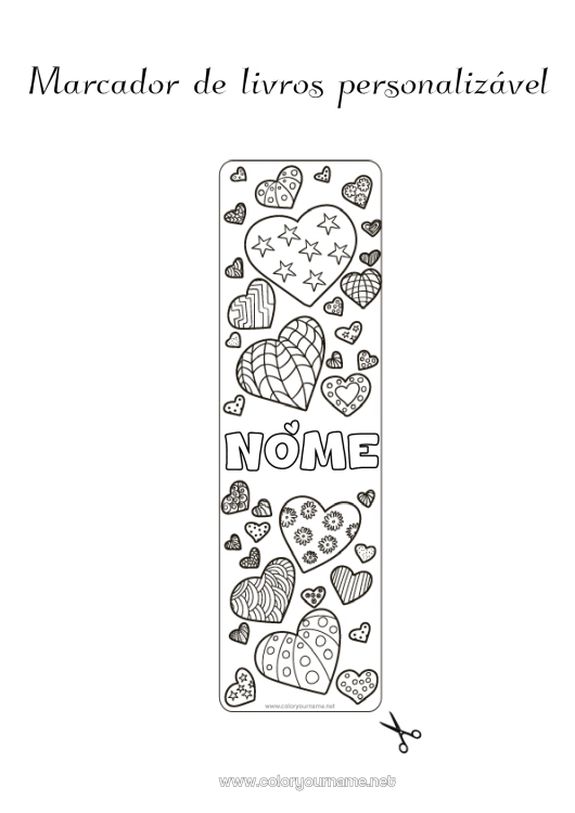 Página de desenho para imprimir Coração Marcador de Página Zentangle