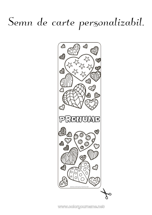 Pagină de colorat de imprimat Inimă Semn de carte Zentangle