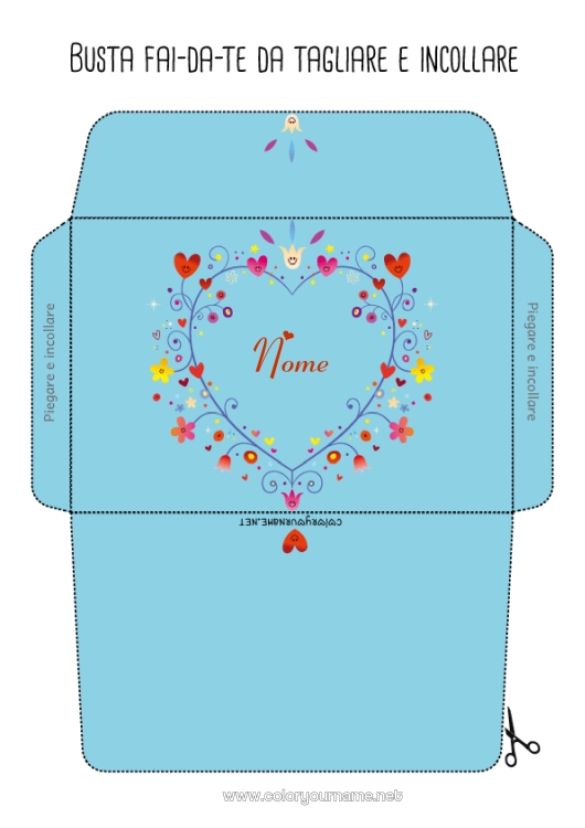 Pagina da colorare da stampare Fiori Cuore Busta da stampare