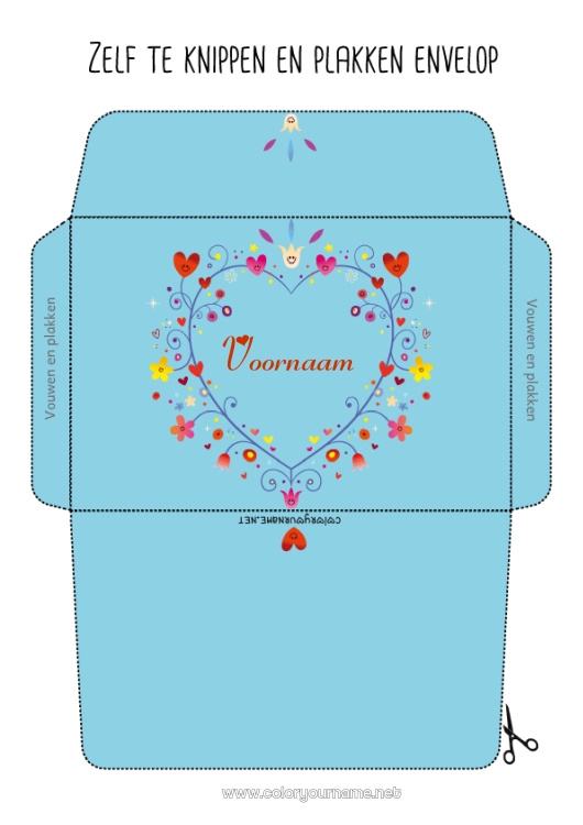 Kleurplaat om af te drukken Bloemen Hart Afdrukbare enveloppen