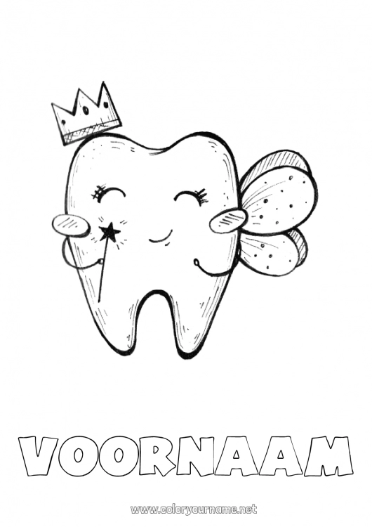 Kleurplaat om af te drukken Melktand Tandmuis Tandenfee