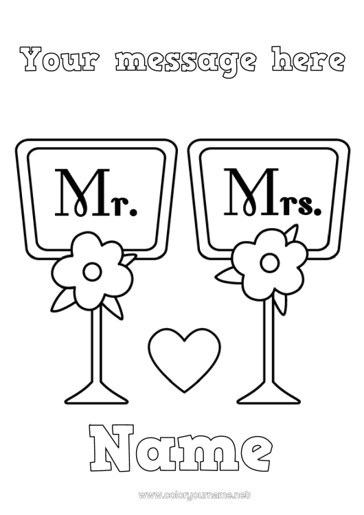 Coloring page to print Heart Marriage