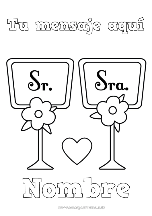 Dibujo para colorear para imprimir Corazón Matrimonio