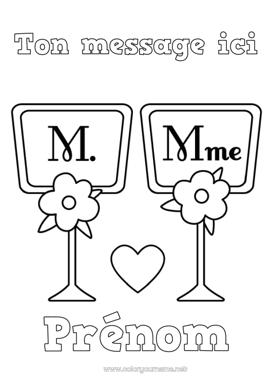 Coloriage à imprimer Coeur Mariage