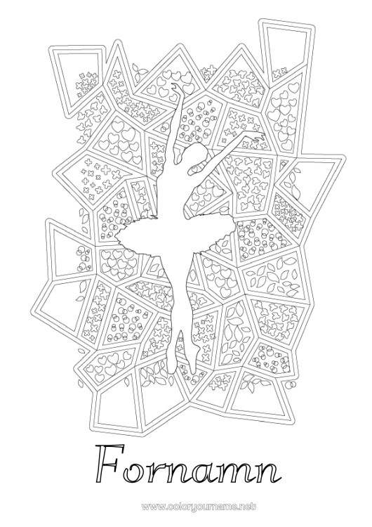 Färgläggningssida att skriva ut Sport Dansa Komplexa målarbilder Zentangle Konstnärlig sport Ballett